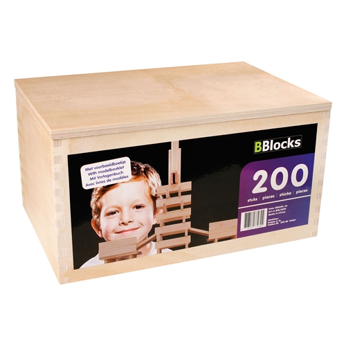 BBlocks houten bouwplankjes | 200 stuks houten kist