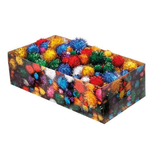 Glitterpompons bulkpakket - 400 stuks