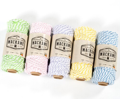 Katoentouw dubbel twist | Candy mix | set van 5 stuks