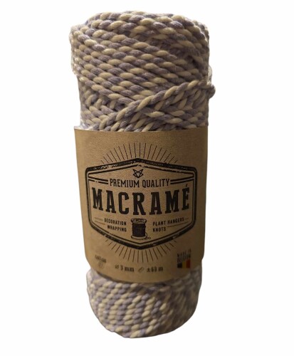 Katoentouw dubbel twist | lila-wit | 3mm x 60m