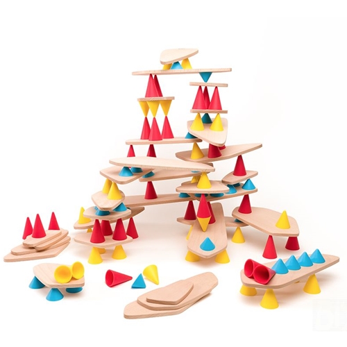 Oppi Piks bouwset kleurrijke kegels | Education set | 128 stuks